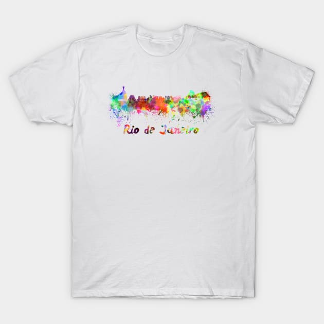 Rio de janeiro skyline in watercolor T-Shirt by PaulrommerArt